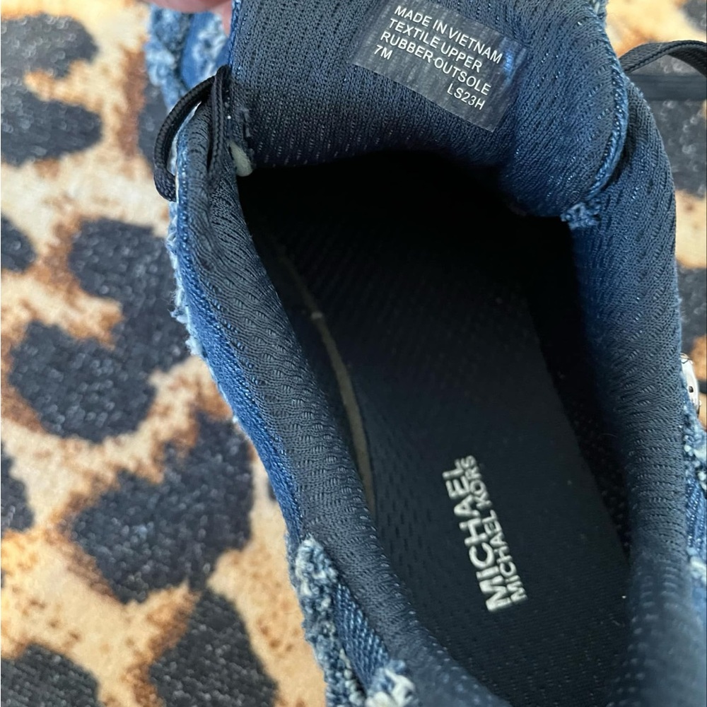 Michael Kors Ari Frayed Denim Trainer - Picture 8 of 14